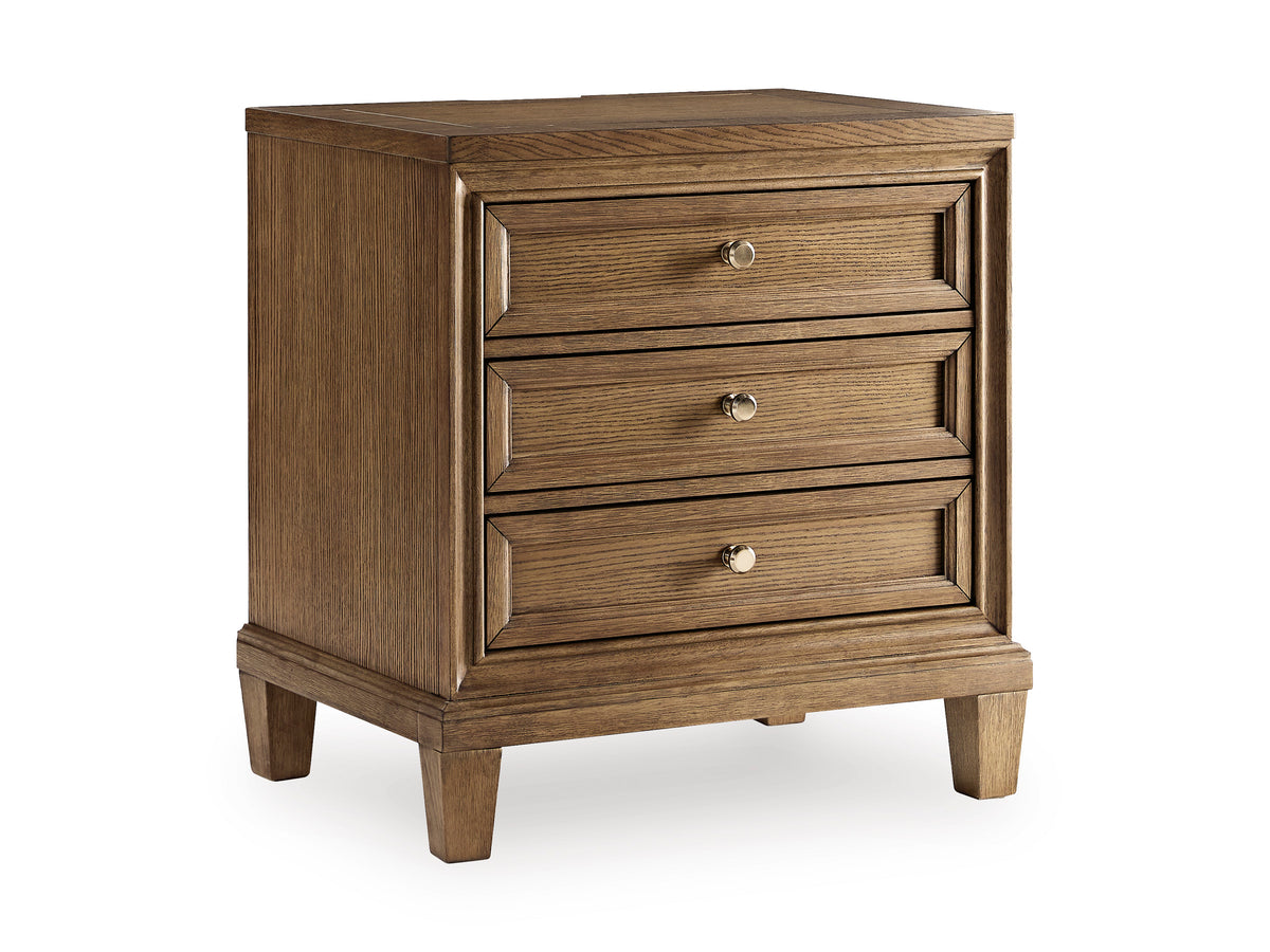 Jorlaina Three Drawer Bedside Table - Brown