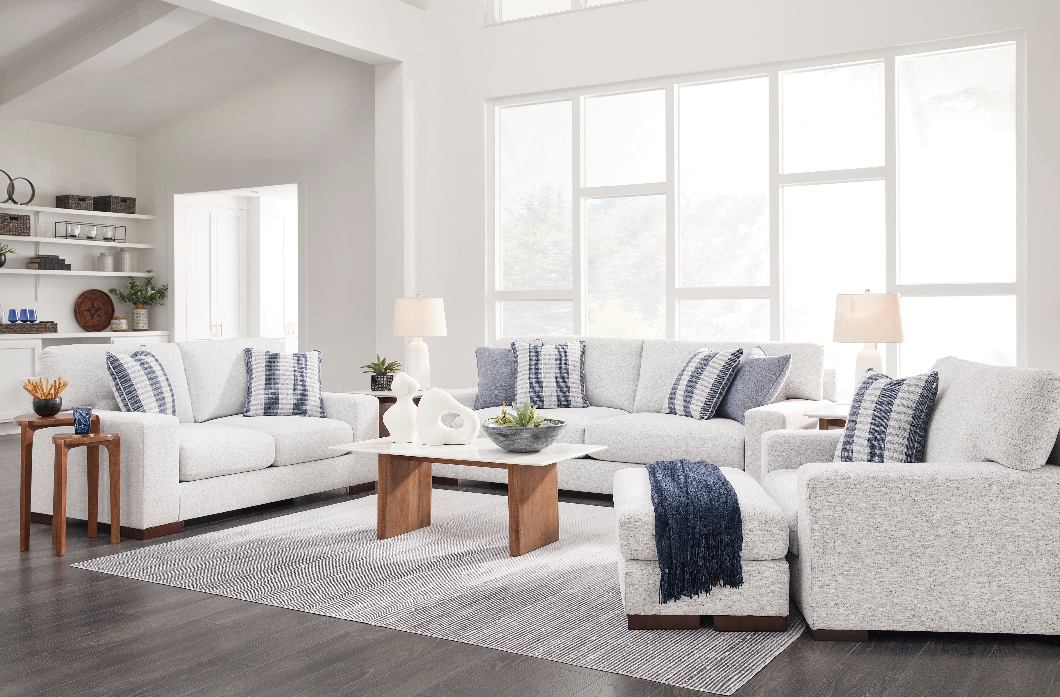 Belvoir 4-Piece Living Room Package in Snow Fabric