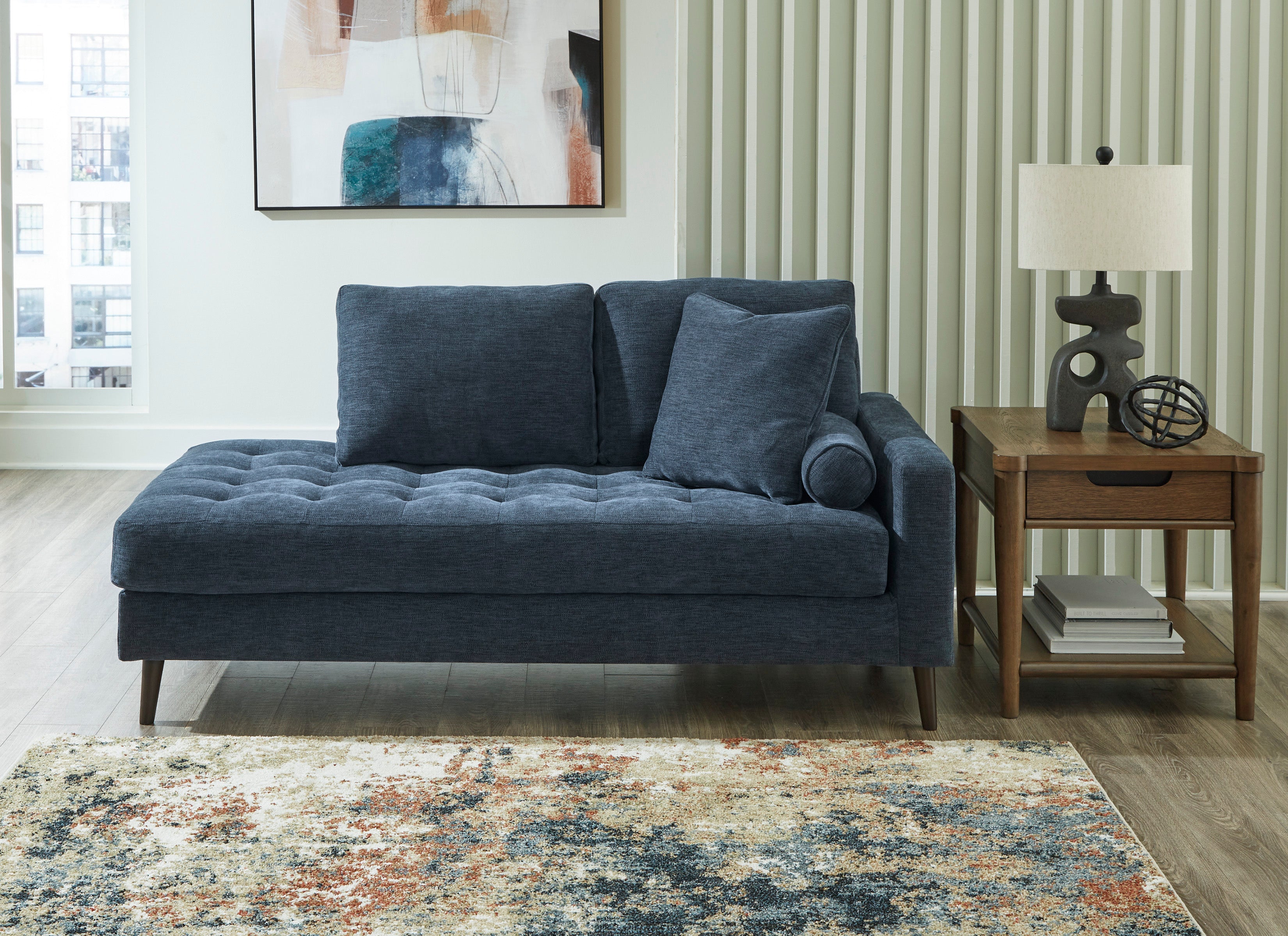 Bixler Right Arm Chaise Lounge Navy Fabric