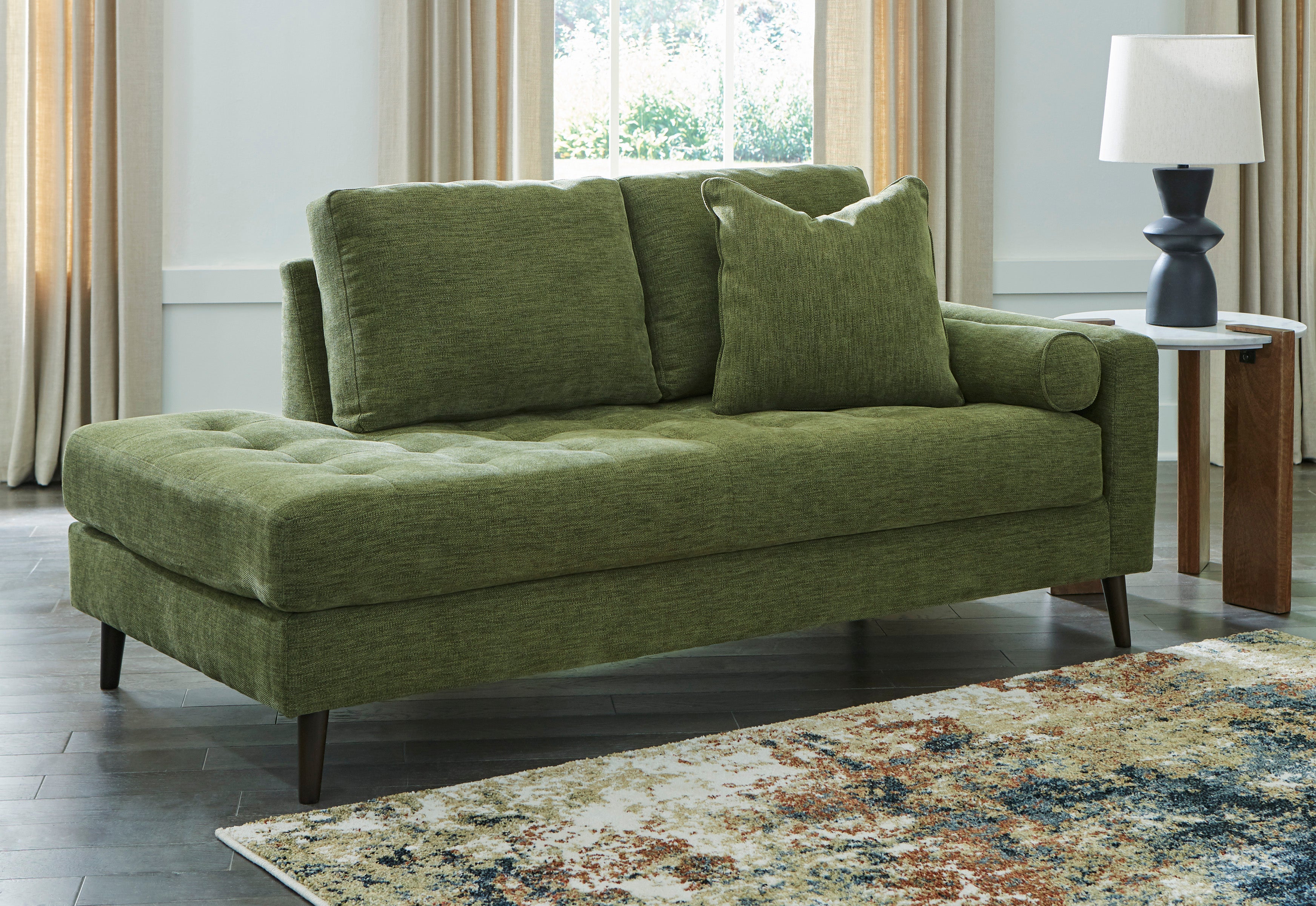 Bixler Right Arm Chaise Lounge Olive Fabric