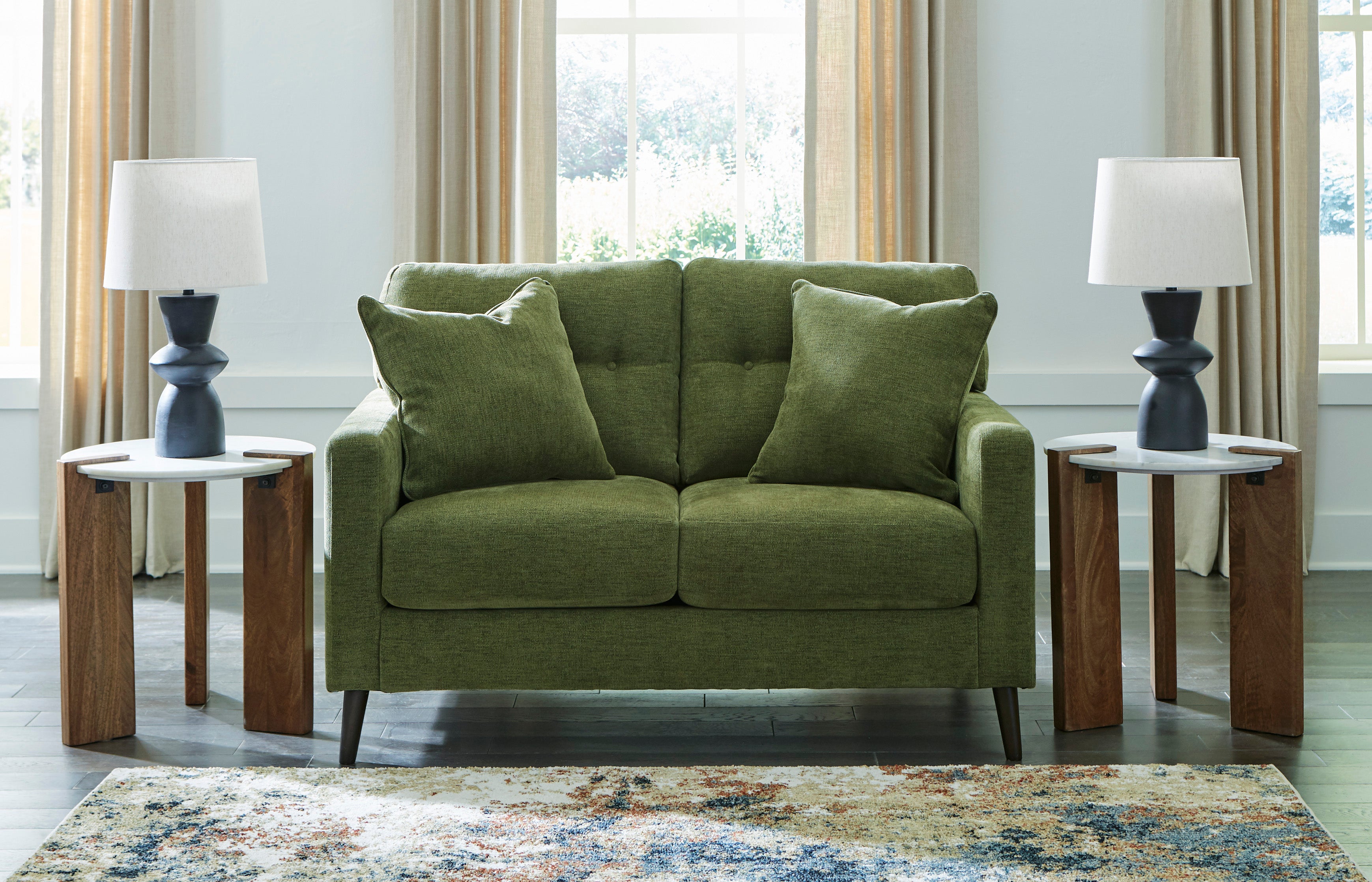 Bixler 2 Seaters Sofa Olive Fabric