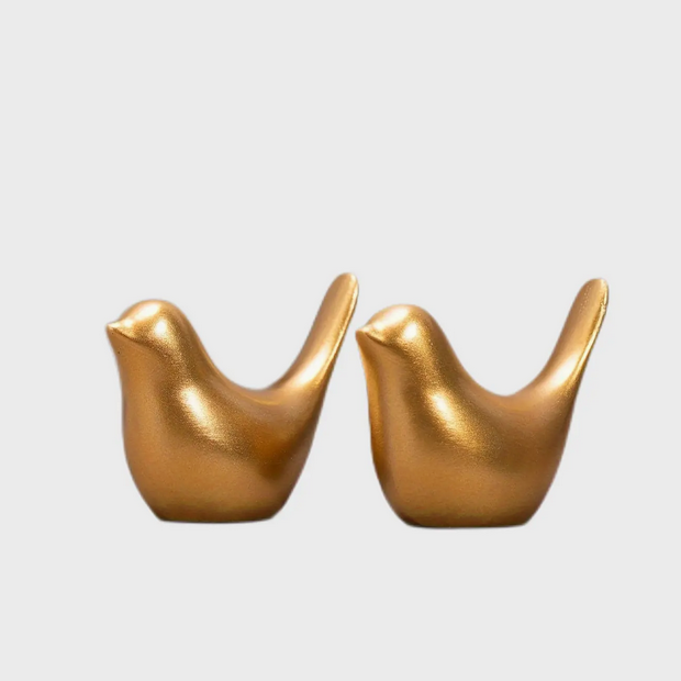Classic Gold Resin Bird Couple Figurines