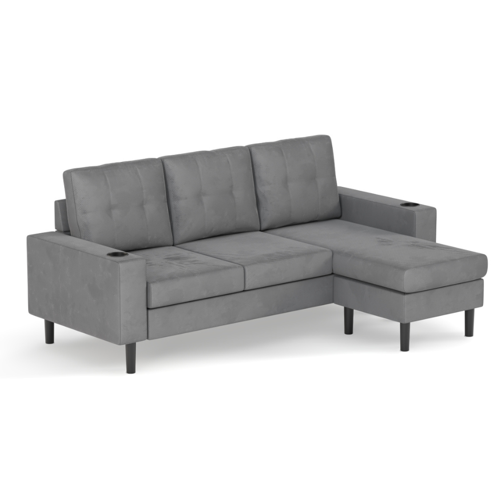 Cosy Cove 3 Seater Sofa with Reversible Chaise – Fog Grey