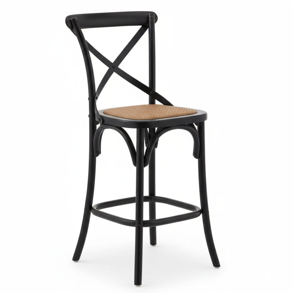 Cross Back Counter Height Chair – Black
