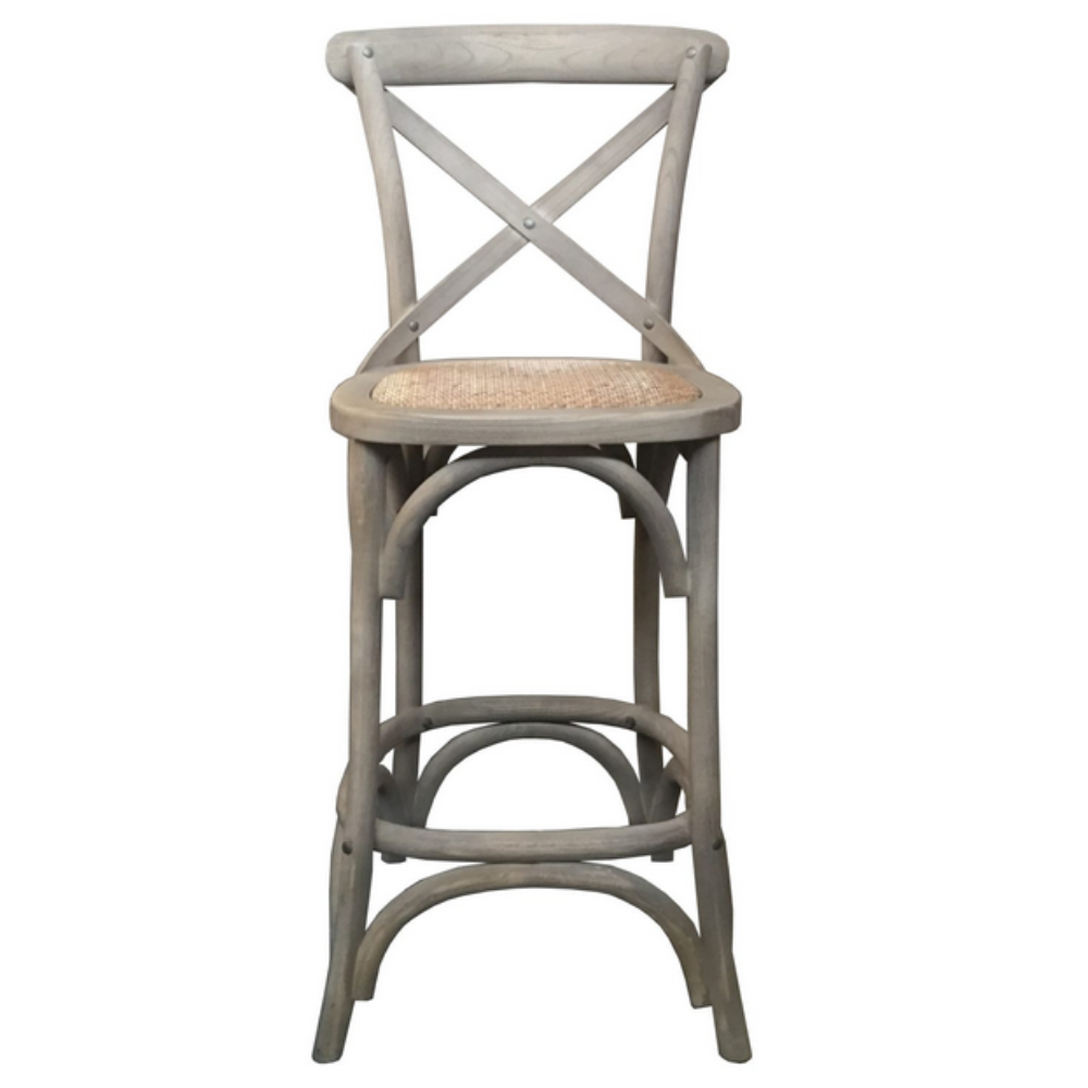Cross Back Counter Height Chair – Brown/Grey