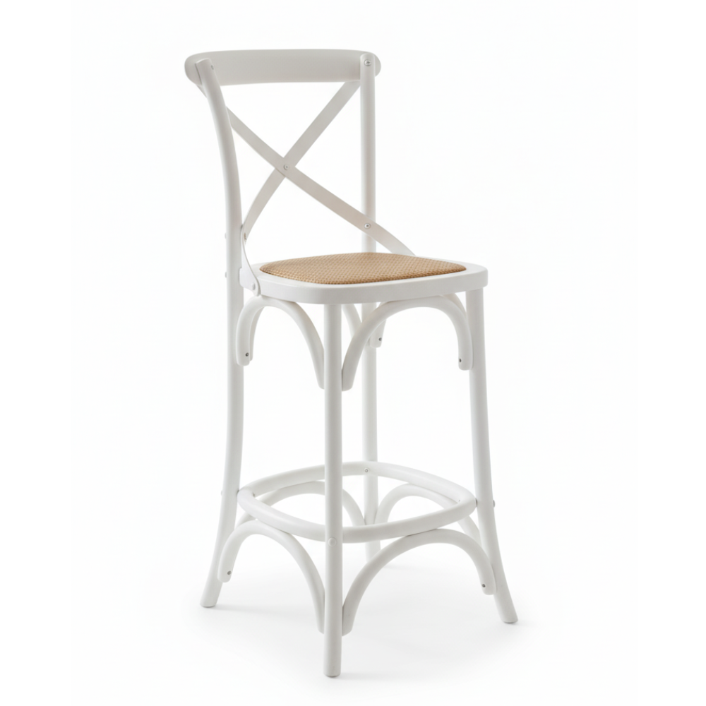 Cross Back Counter Height Chair – White