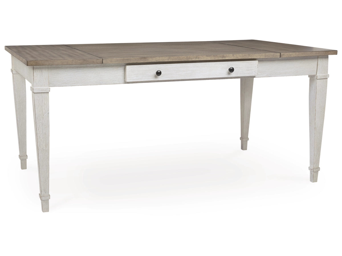 Skempton Storage Dining Table with 2 Side Drawers – White / Light Brown