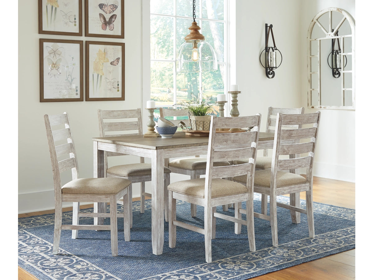 Skempton Dining Table & Chairs Set (7-Piece) – White / Light Brown