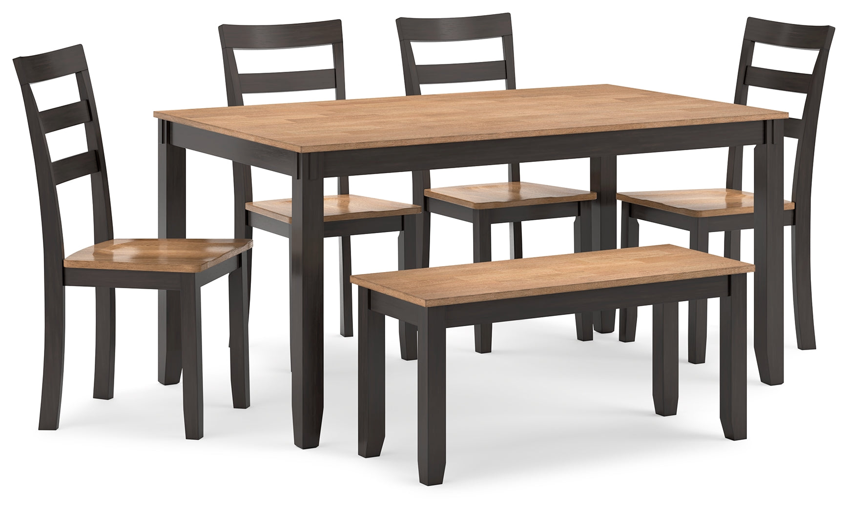 Gesthaven 6-Piece Dining Set with Bench – Brown/Natural