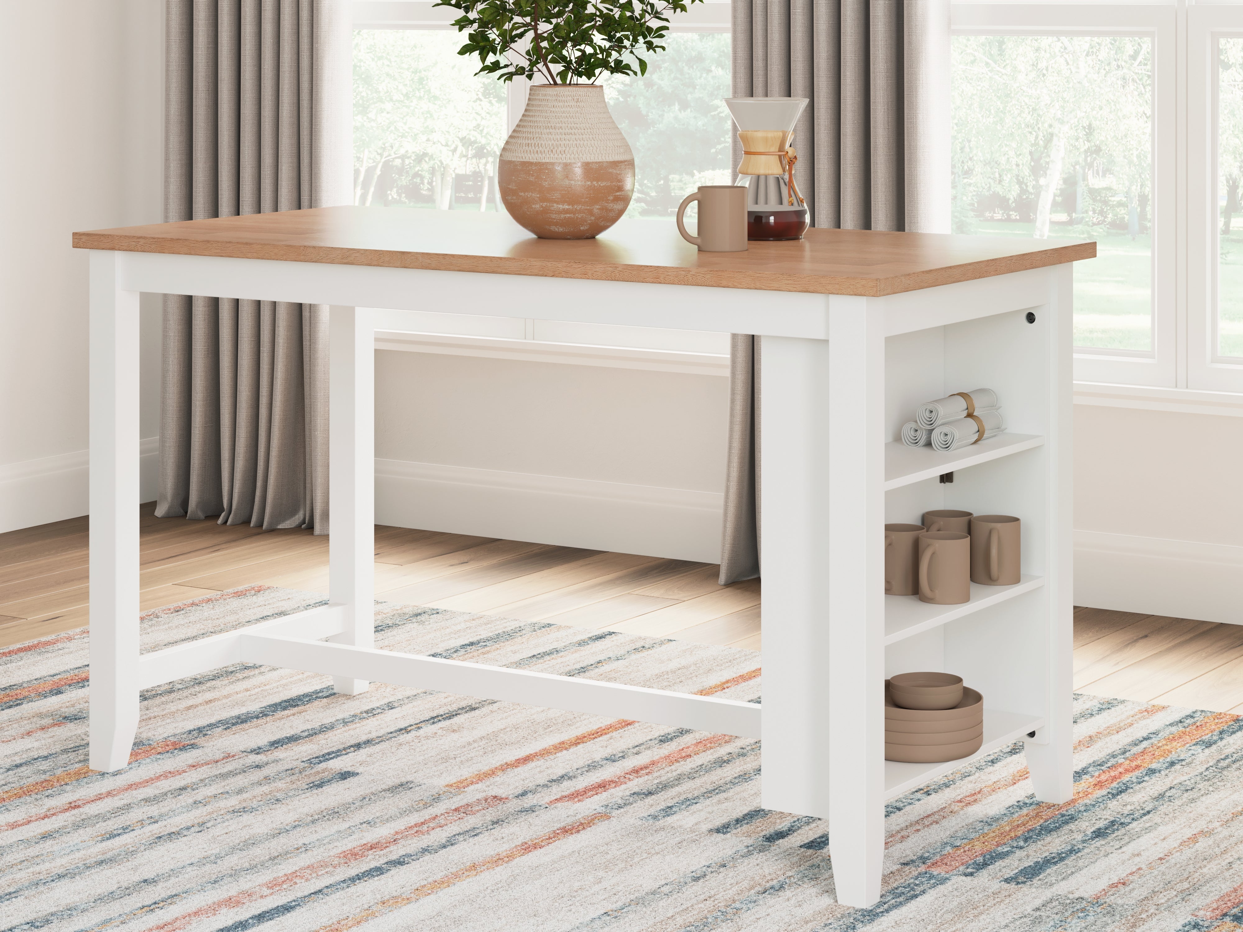 Gesthaven 5-Piece Counter Height Bar Dining Set with Storage – White/Natural