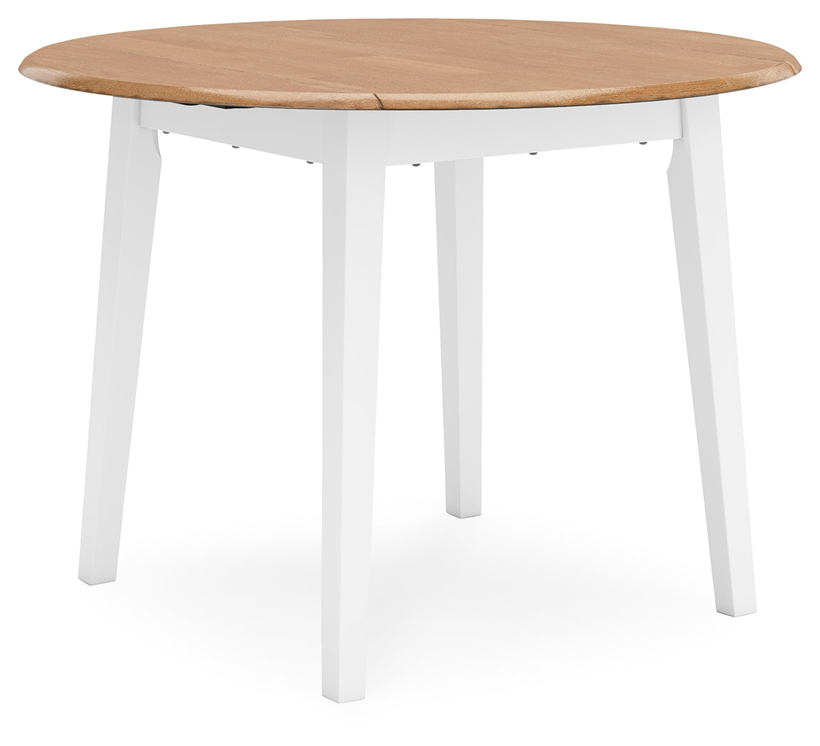 Gesthaven Double Drop Leaf Round Dining Table – White/Natural