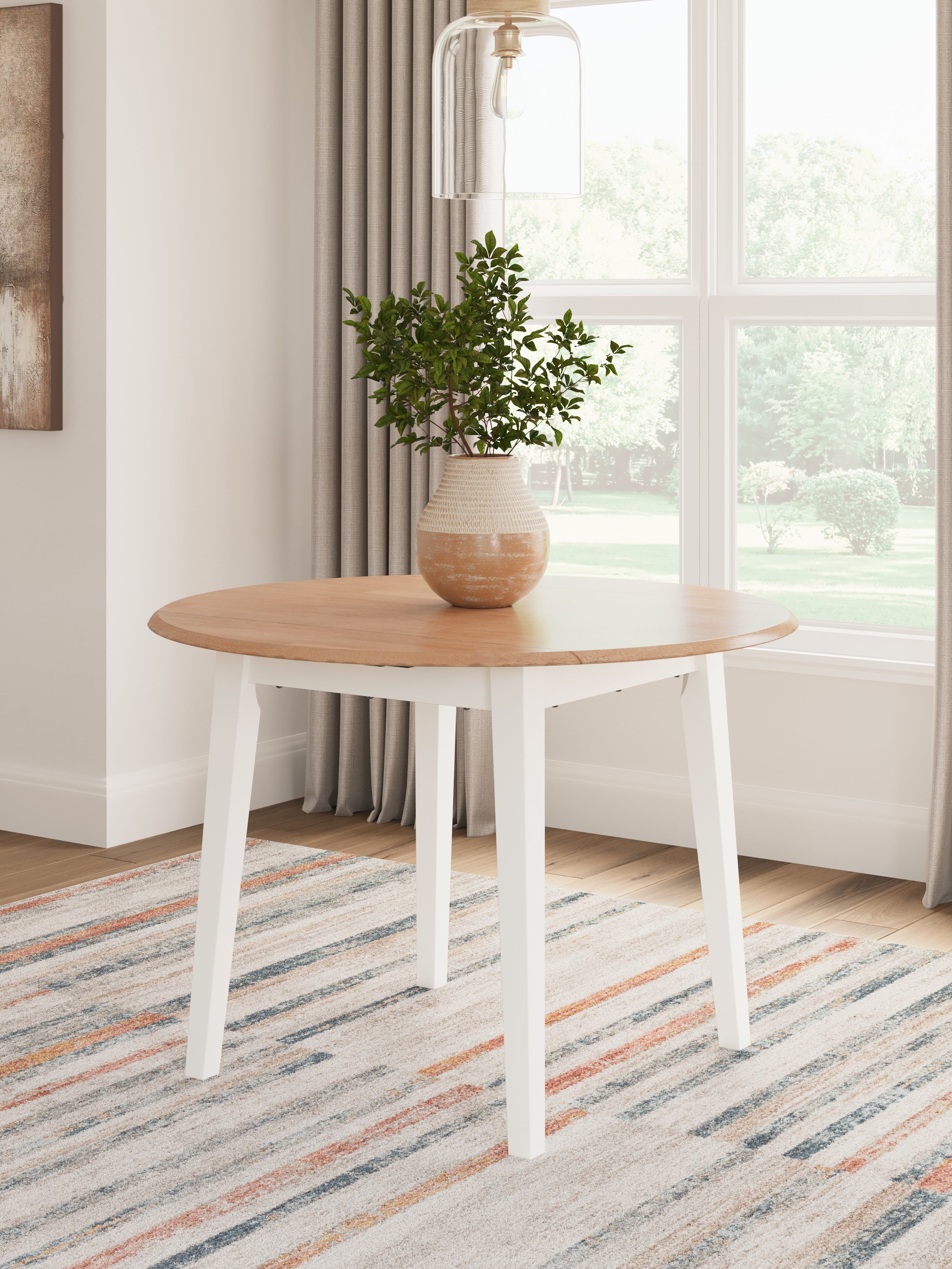 Gesthaven 5-Piece Round Dining Set – White/Natural