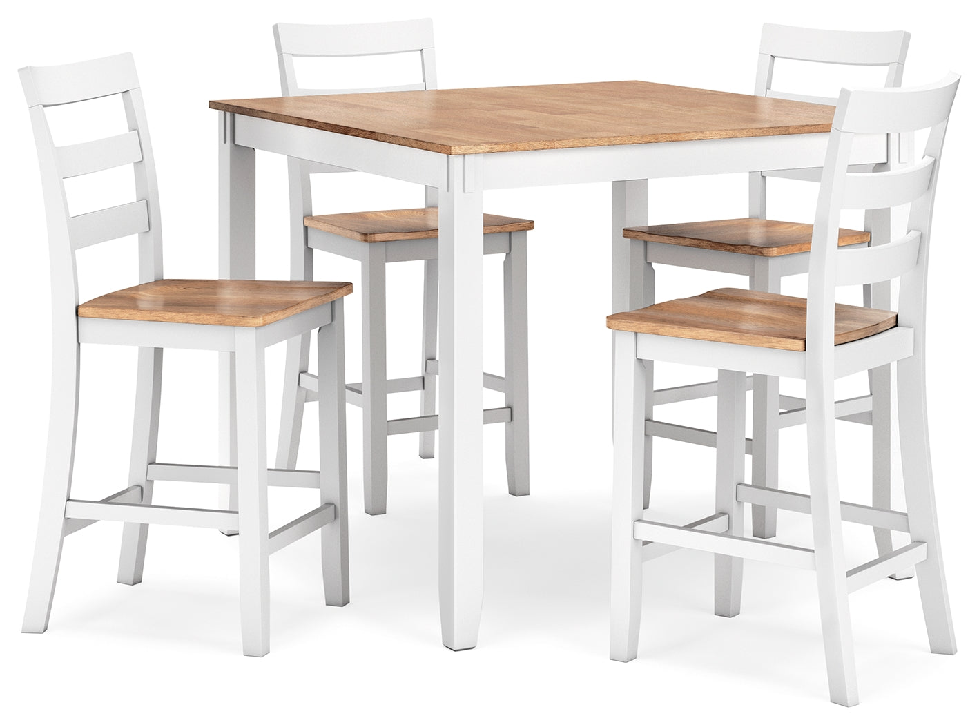 Gesthaven 5-Piece Square Counter Height Dining Set – White/Natural