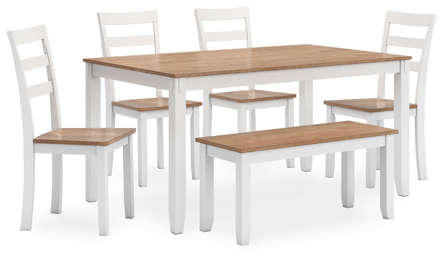 Gesthaven 6-Piece Dining Set with Bench – White/Natural