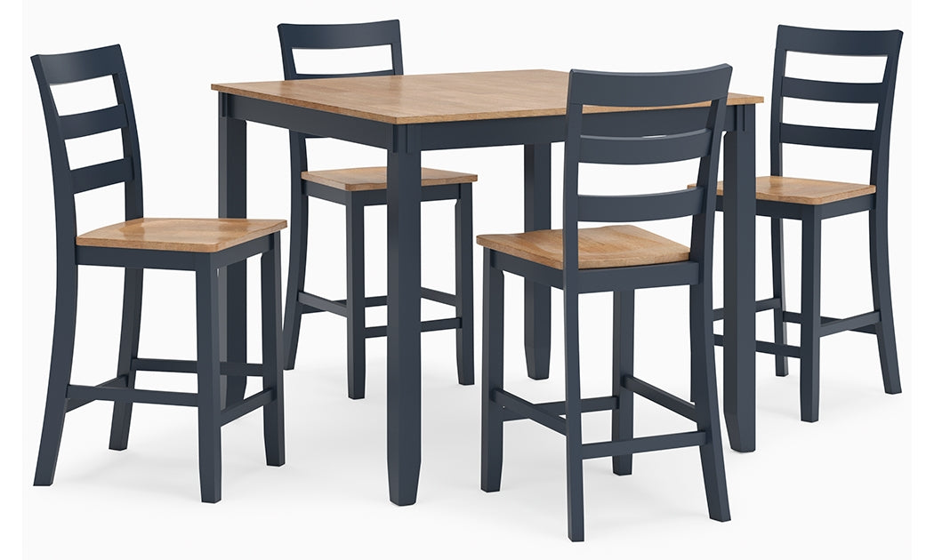 Gesthaven 5-Piece Square Counter Height Dining Set – Blue/Natural