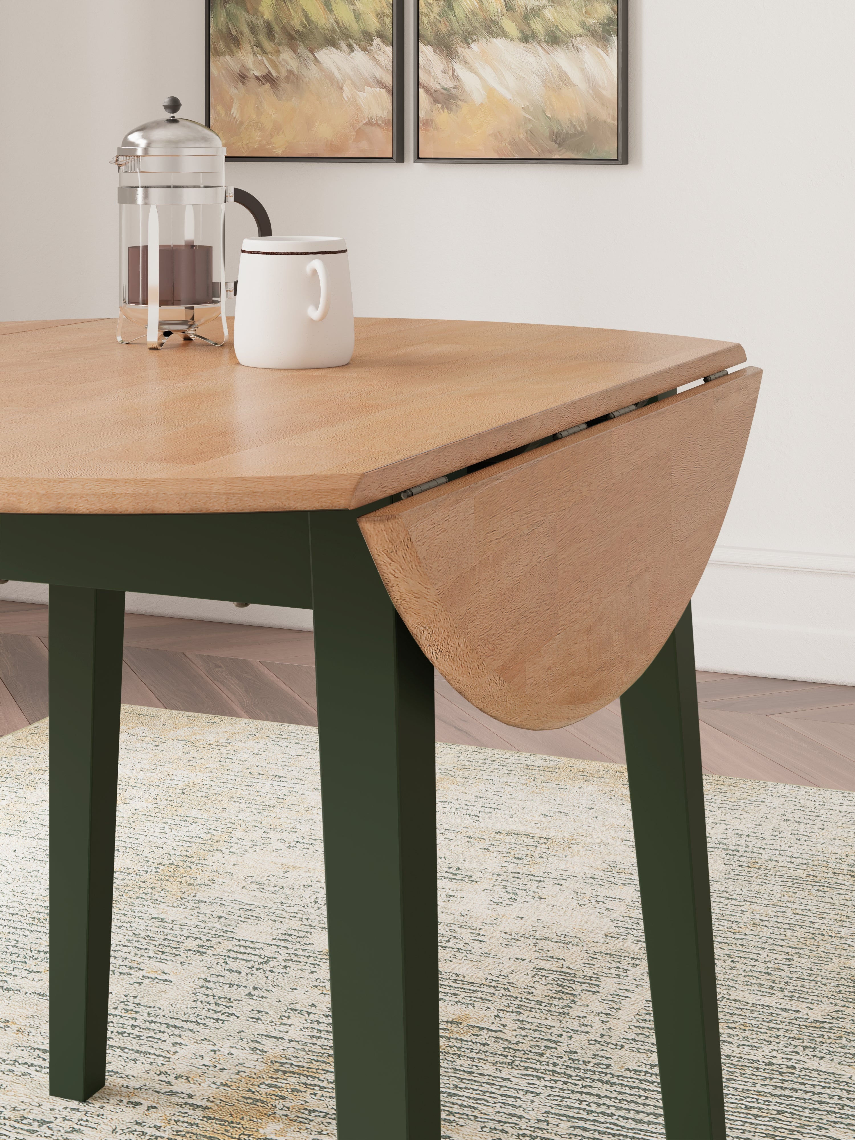 Gesthaven 5-Piece Round Dining Set – Green/Natural