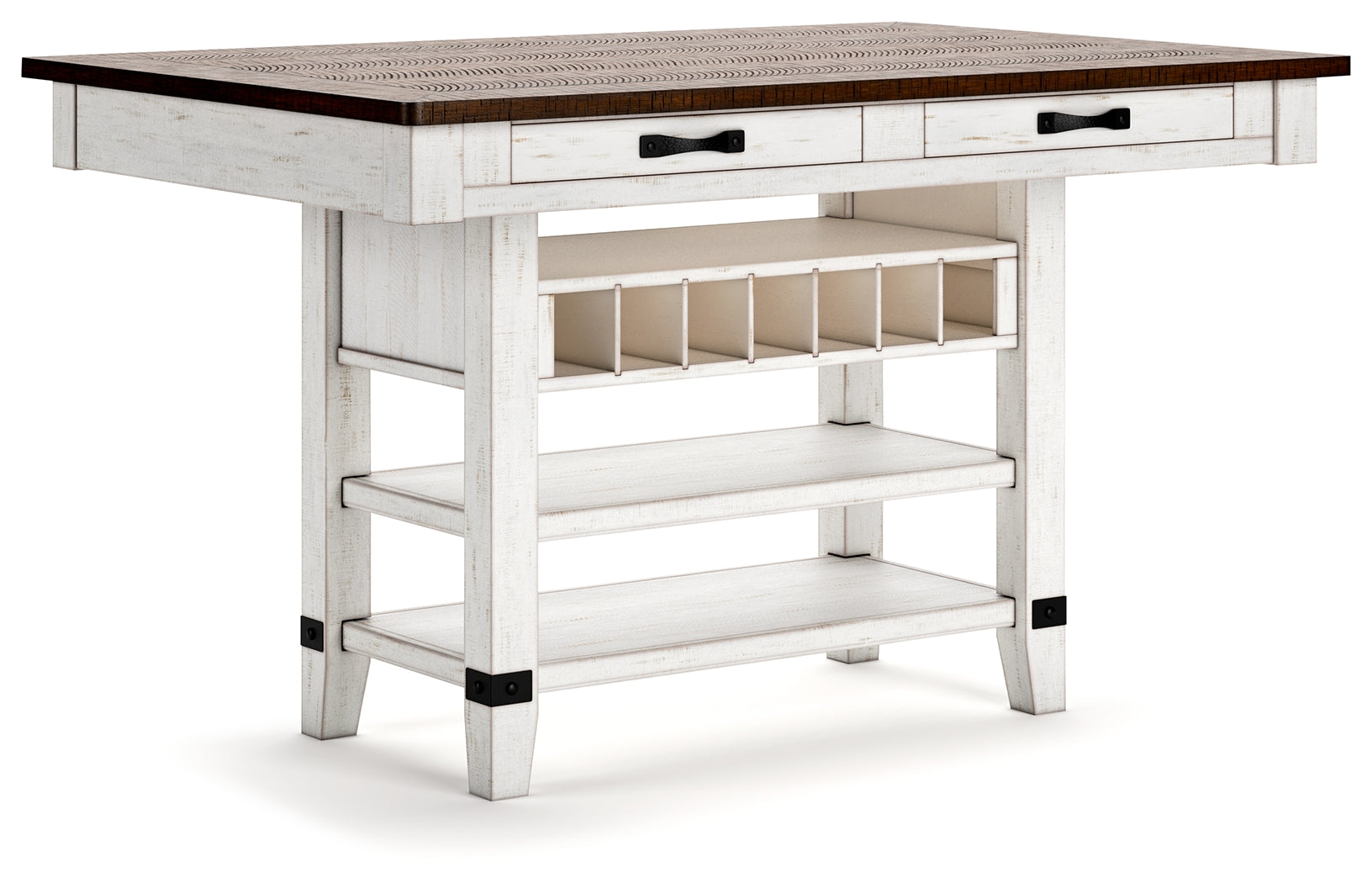 Valebeck Counter Height Dining & Bar Table with Storage – White/Brown