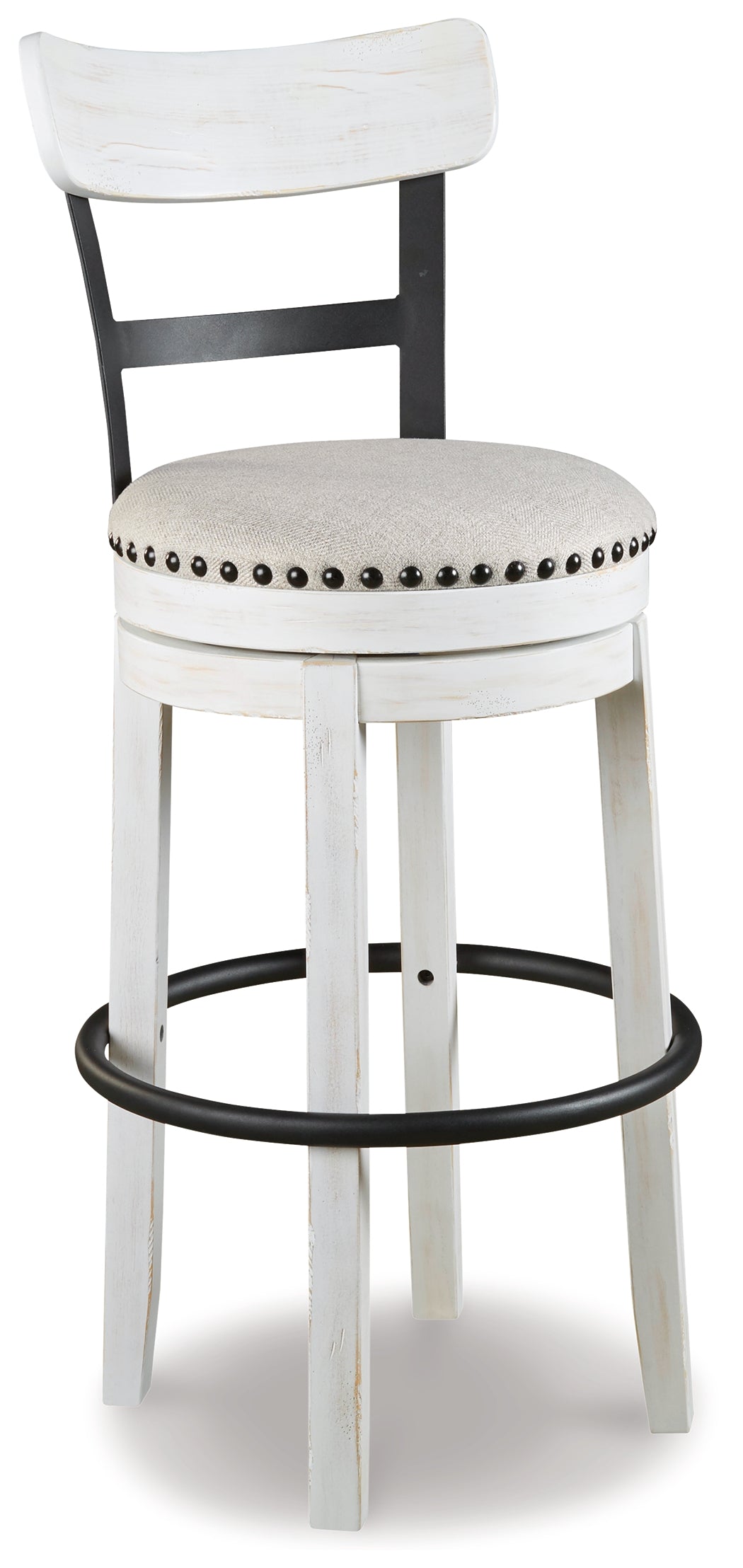 Valebeck White Swivel Bar Stool – Bar Height
