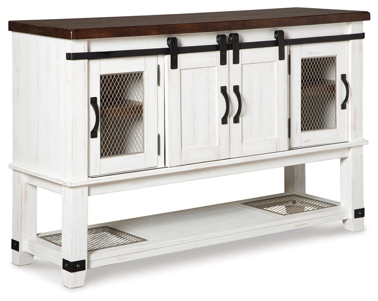 Valebeck Buffet with Sliding Doors – White/Brown