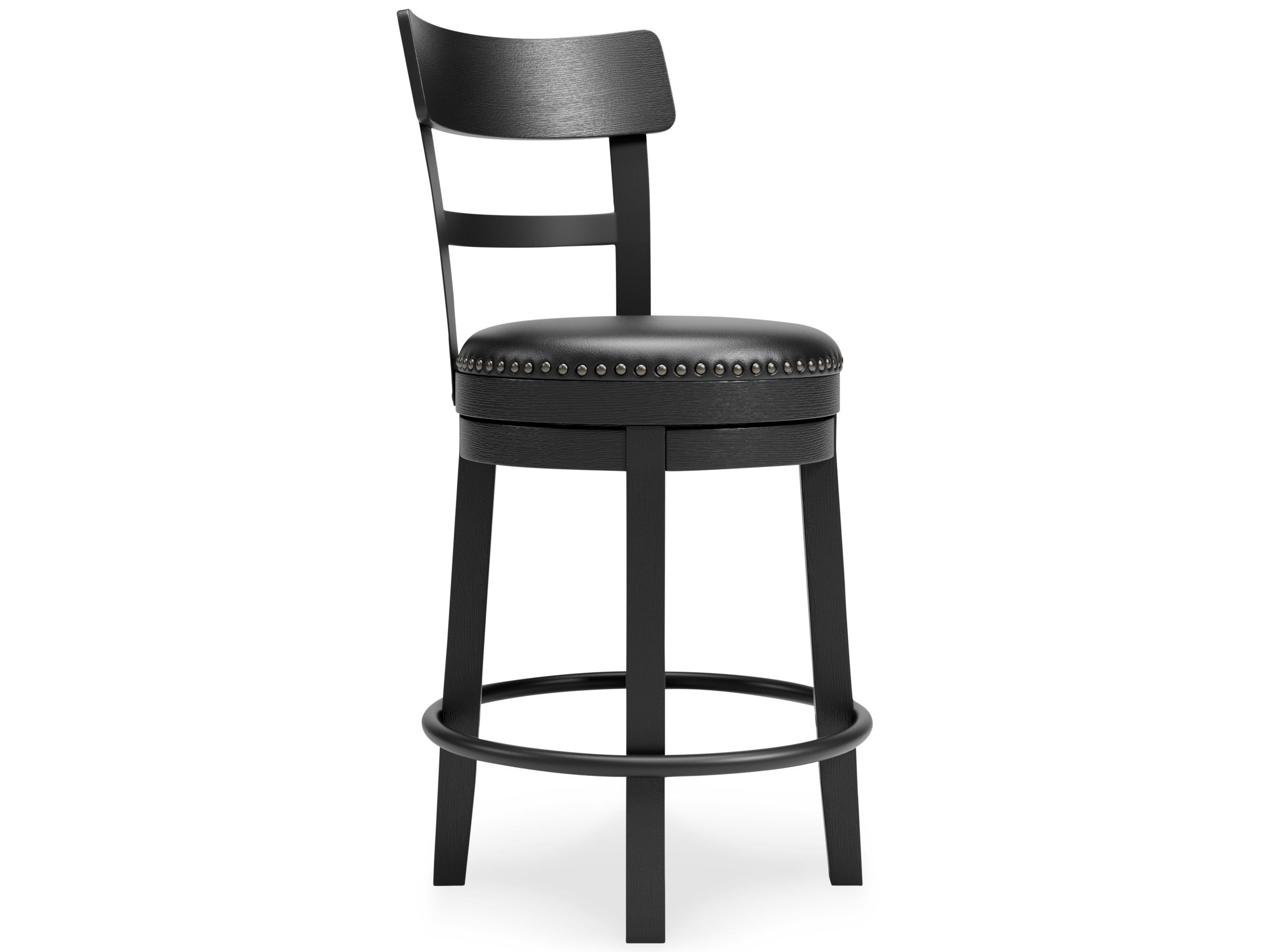 Valebeck Upholstered Swivel Counter Stool with Back – Black