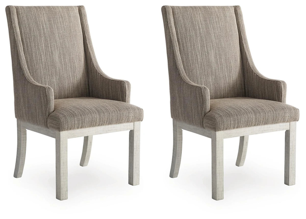 Havalance Dining Arm Chairs (Set of 2) – White / Gray