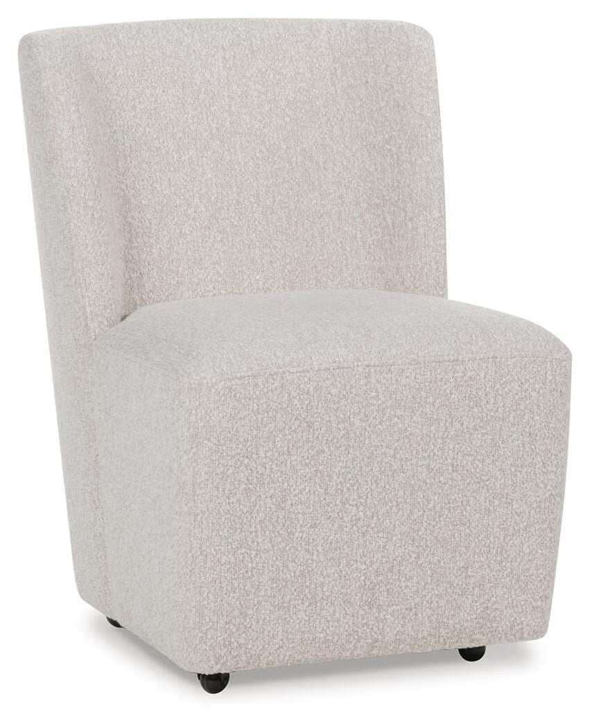 Bracken Upholstered Dining Chair with Castors – Soft Grey