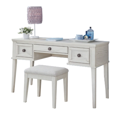 Robbinsdale Dressing Table with Stool – Antique White Finish