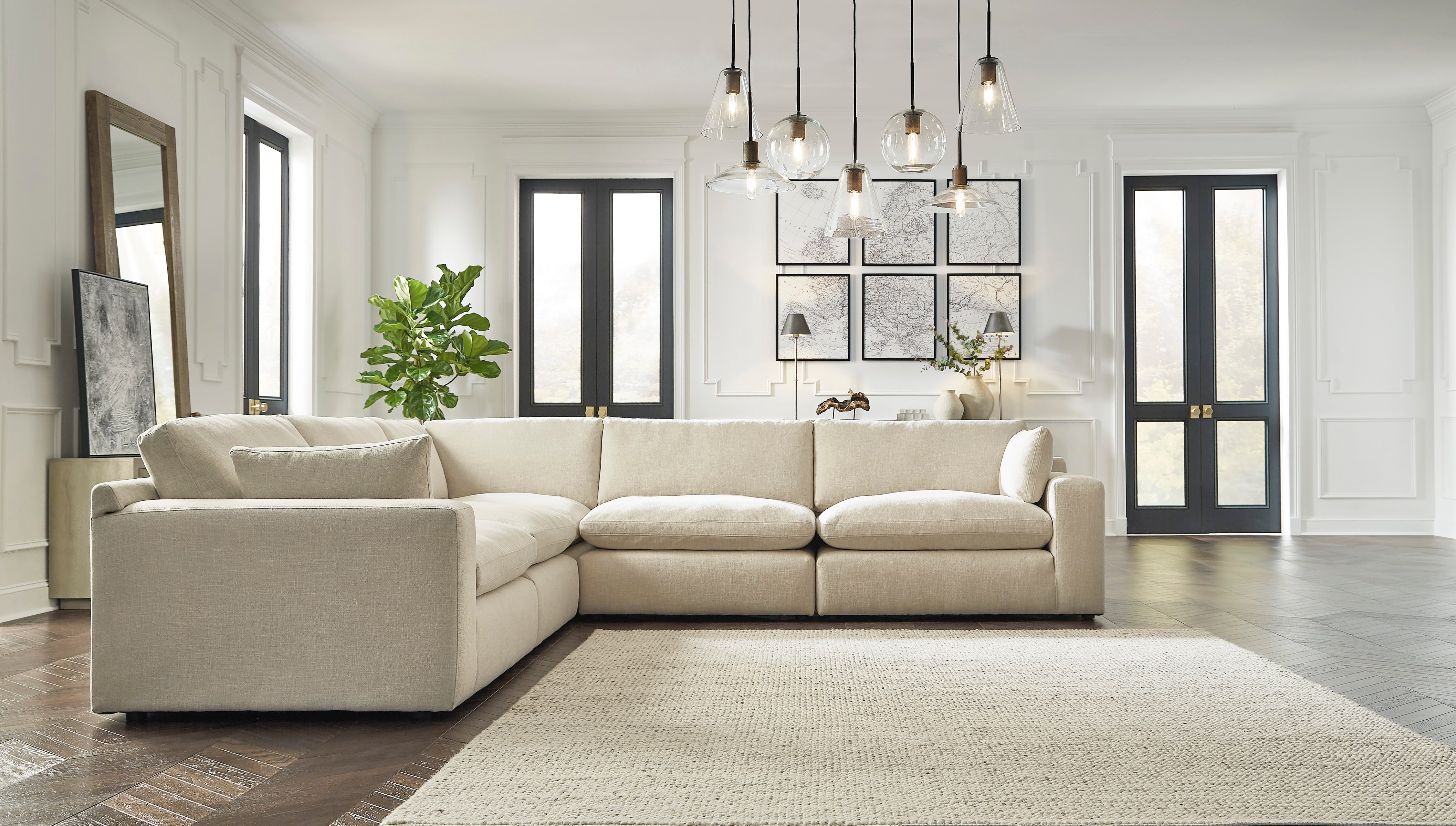 Elyza Linen 5-Piece Symmetrical Sectional