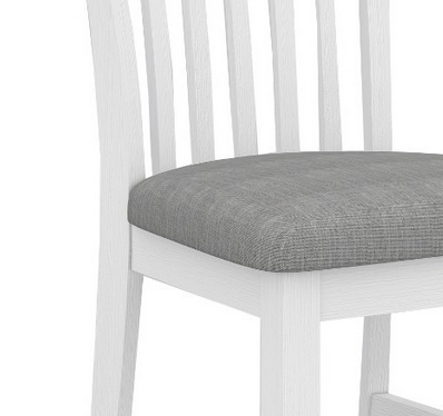 Hampton Coastal Dining Chair – White & Grey Fabric