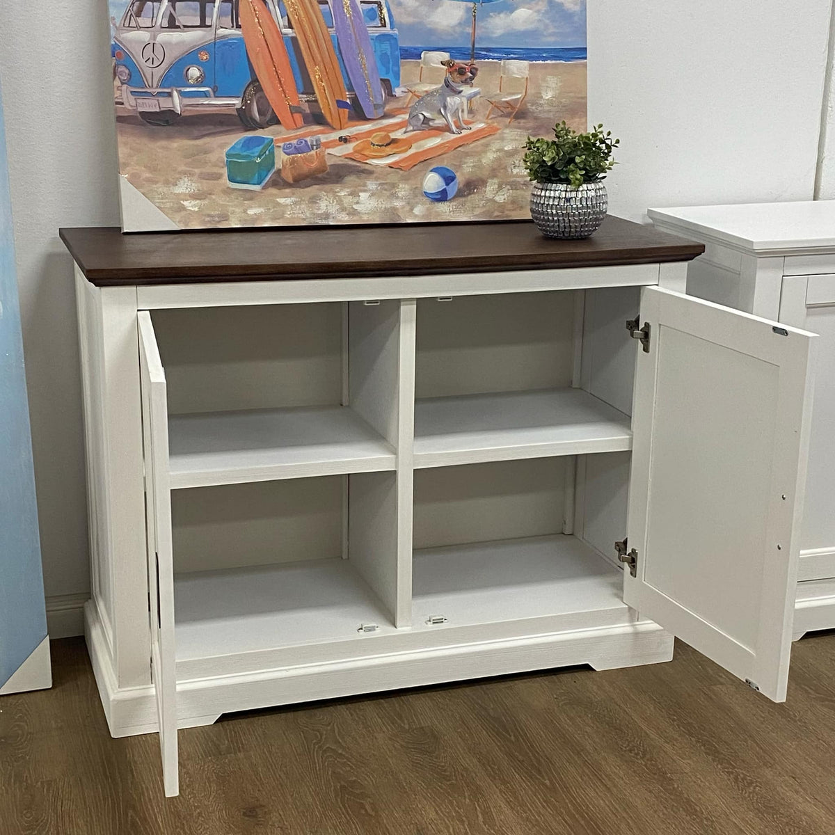 Hampton Coastal Two-Tone 120cm Buffet - White & Walnut