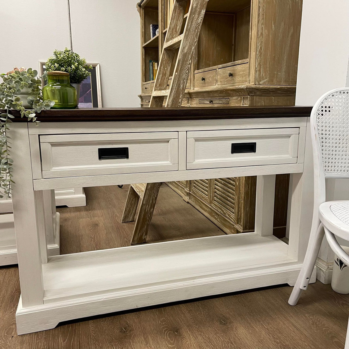 Hampton Coastal Two-Tone Hallstand - White & Walnut