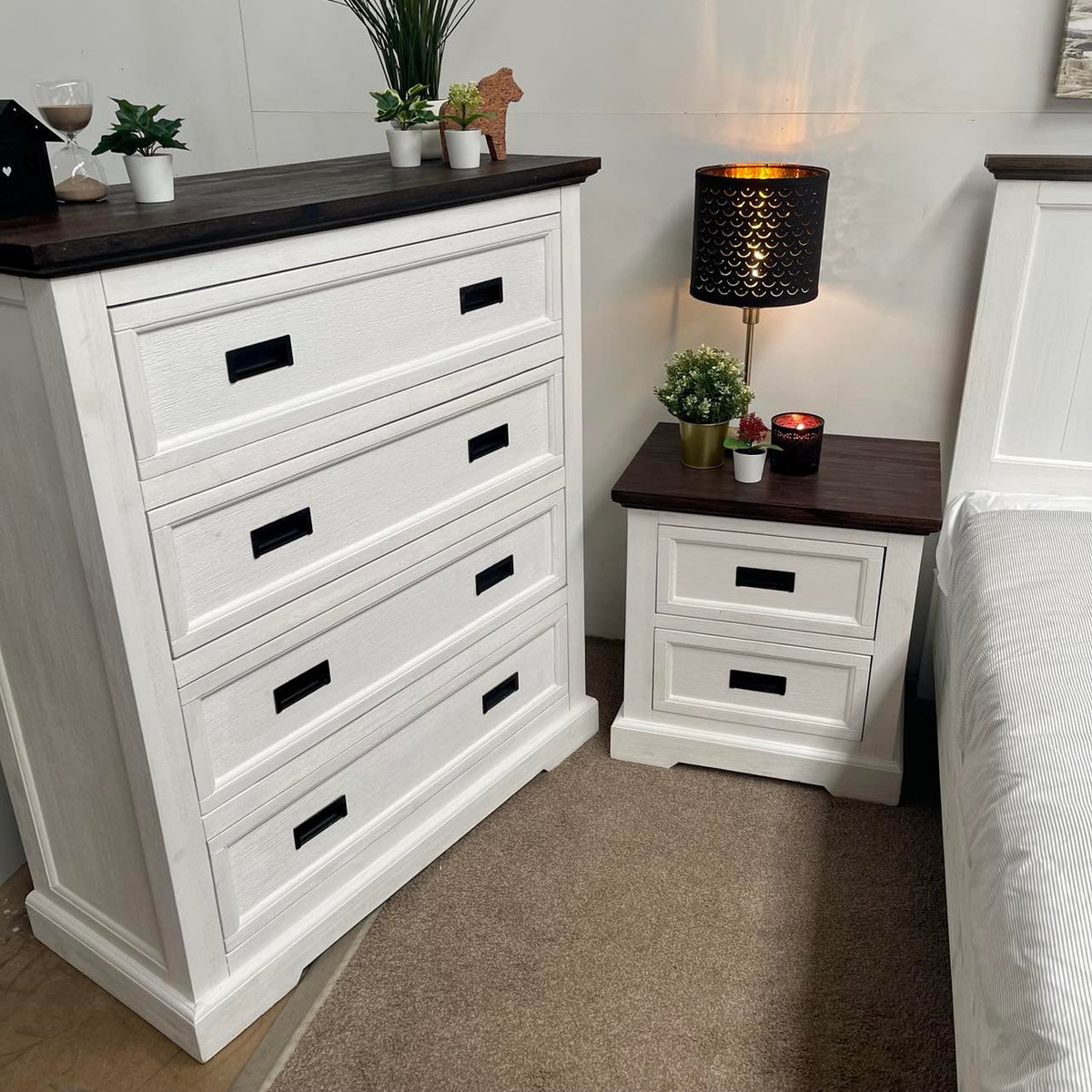 Hampton Coastal Two-Tone Tallboy - White & Walnut