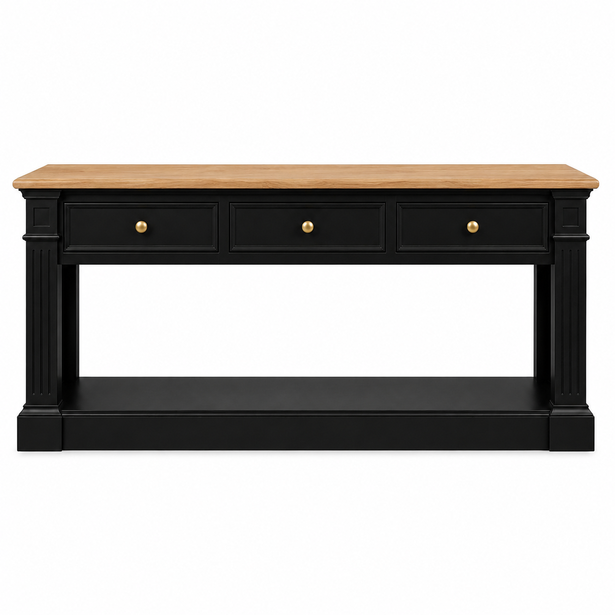 Hampton Deluxe 200cm Two Tone Hall Stand – Black & Natural