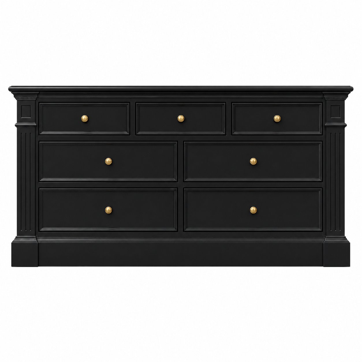 Hampton Deluxe 7 Drawer Dresser – Black