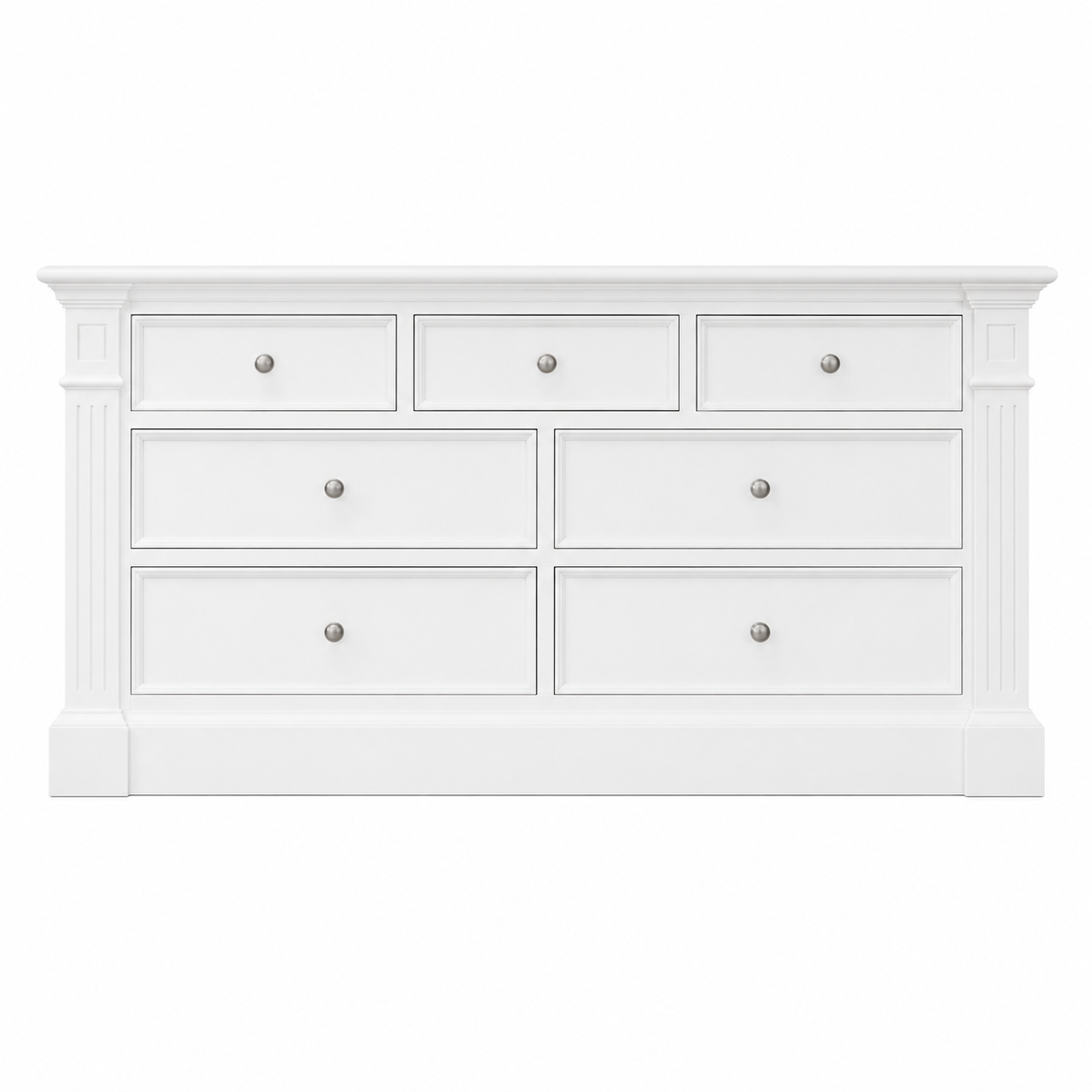 Hampton Deluxe 7 Drawer Dresser – White