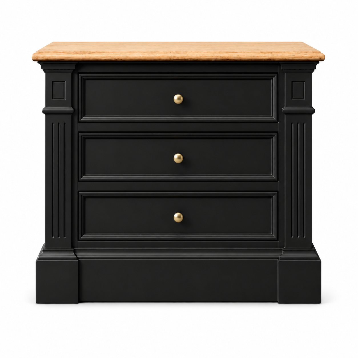 Hampton Deluxe Two Tone Bedside Table – Black & Natural