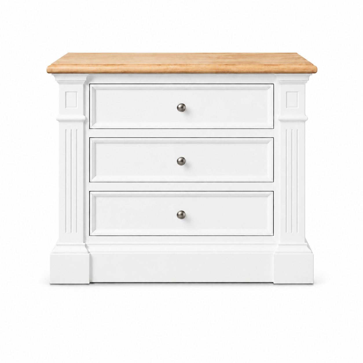 Hampton Deluxe Two Tone Bedside Table – White & Natural