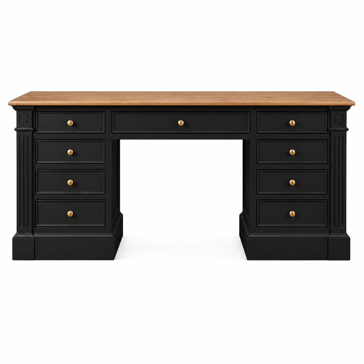 Hampton Deluxe Two Tone Desk – Black & Natural