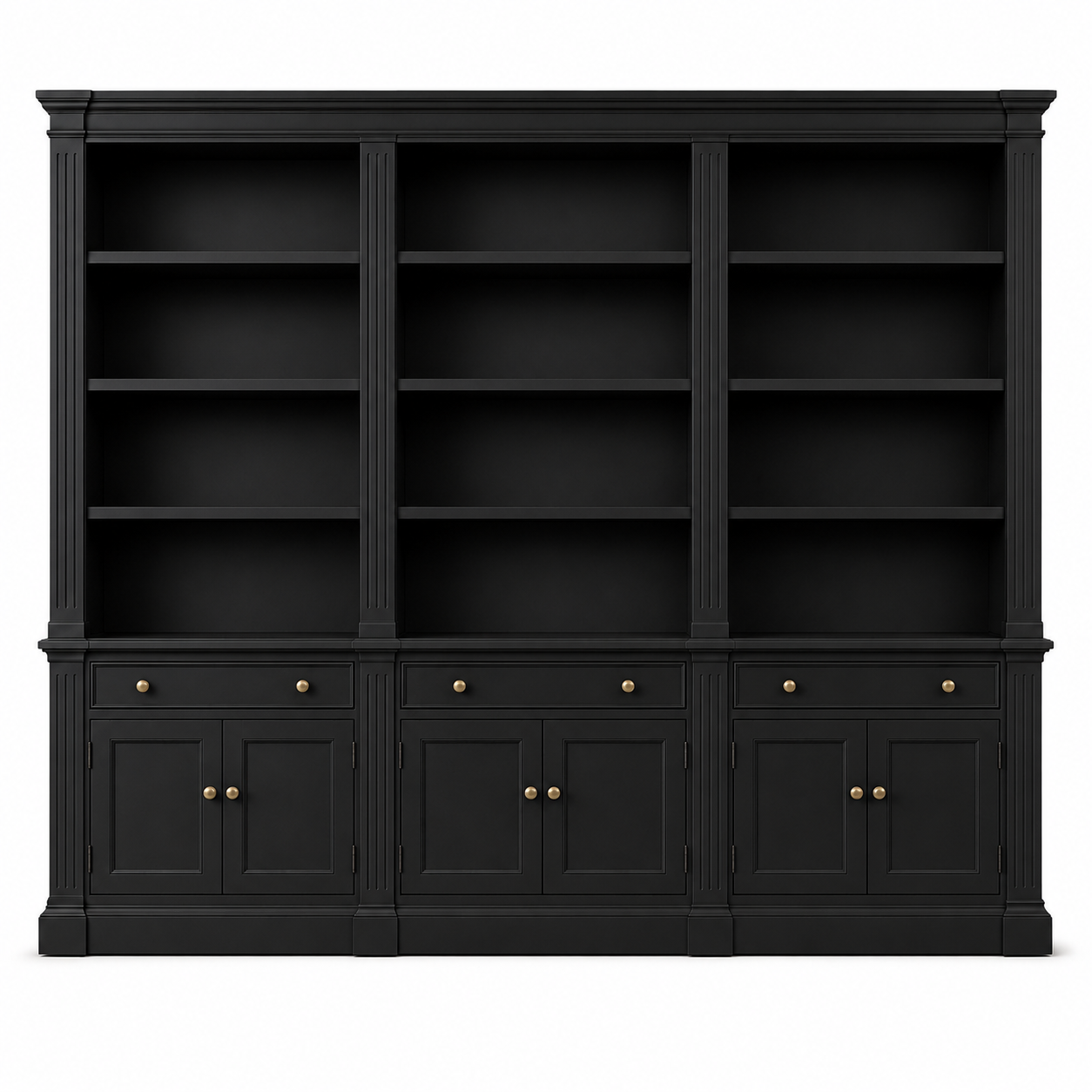 Hampton Deluxe Library Bookcase – Black – 300cm