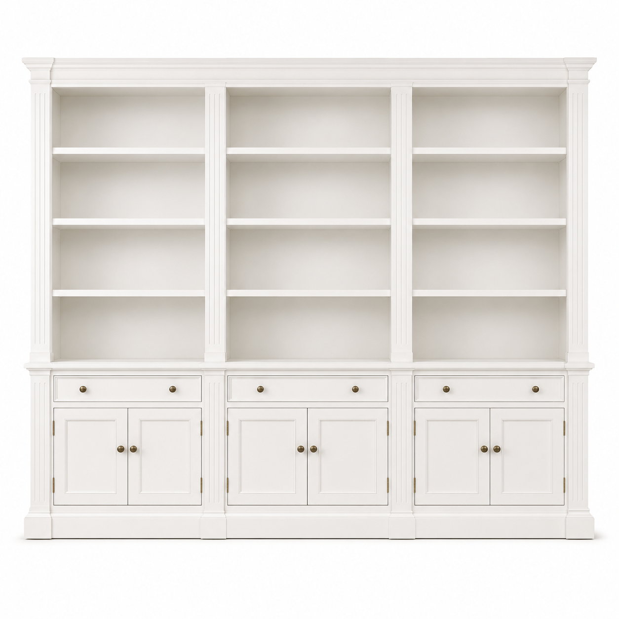Hampton Deluxe Library Bookcase – White – 300cm