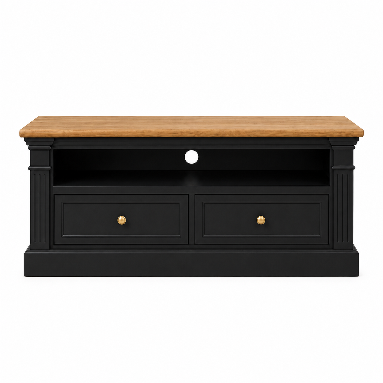 Hampton Deluxe Two Tone TV Unit – Black & Natural – 120cm