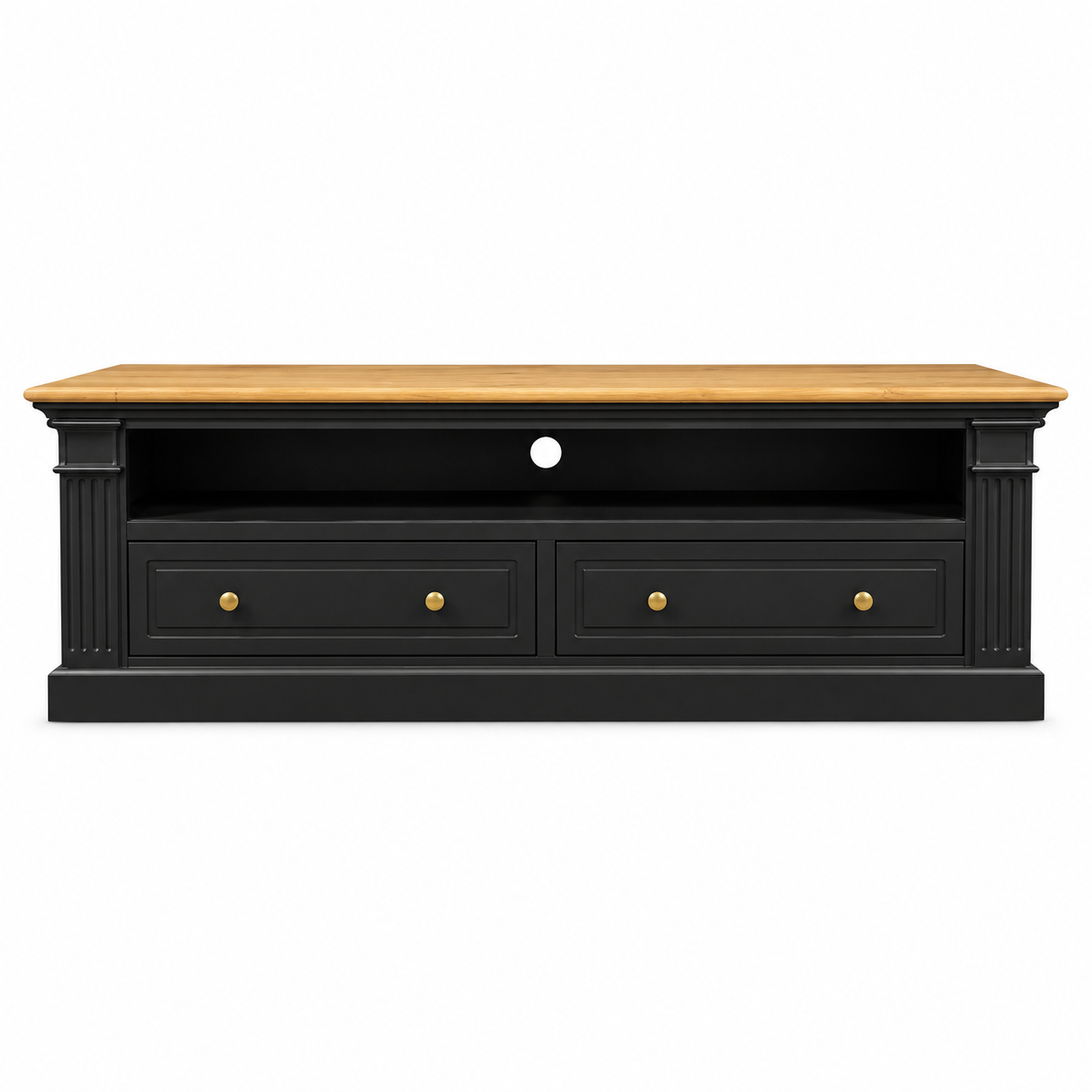 Hampton Deluxe Two Tone TV Unit – Black & Natural – 170cm