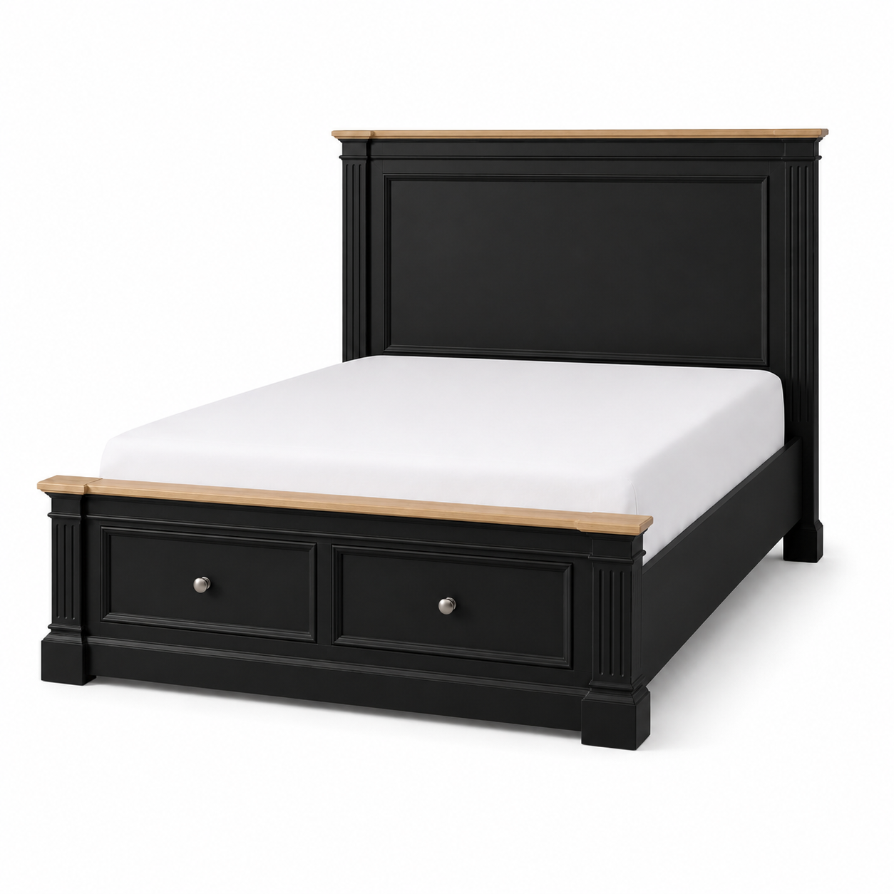 Hampton Deluxe Two Tone Storage Bed – Black & Natural