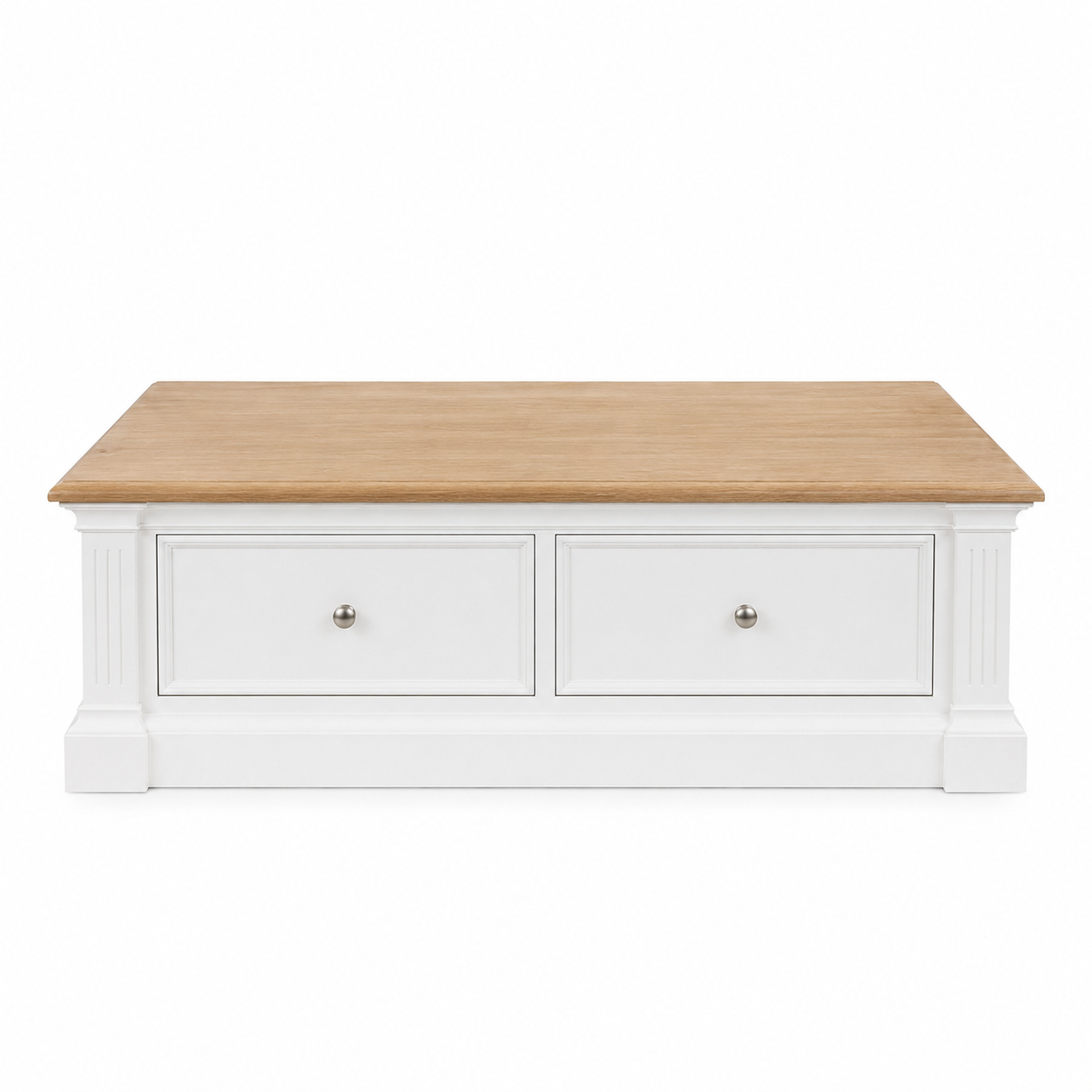 Hampton Deluxe Two Tone Coffee Table – White & Natural