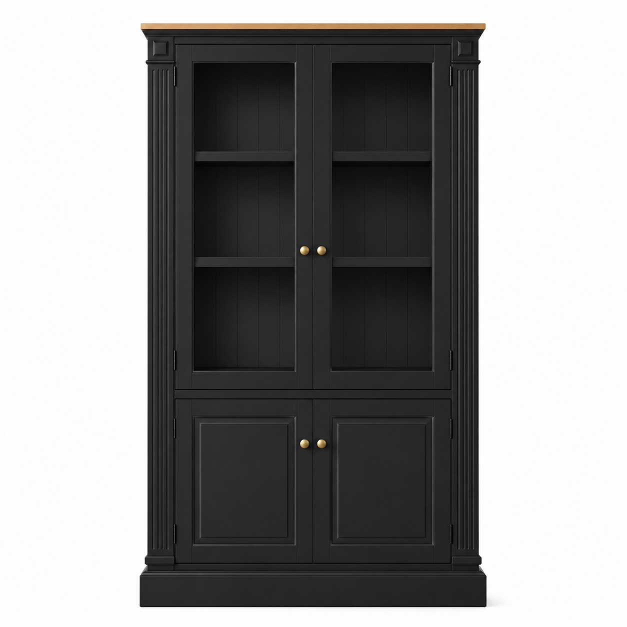 Hampton Deluxe Two Tone Glass Display Cabinet – Black & Natural
