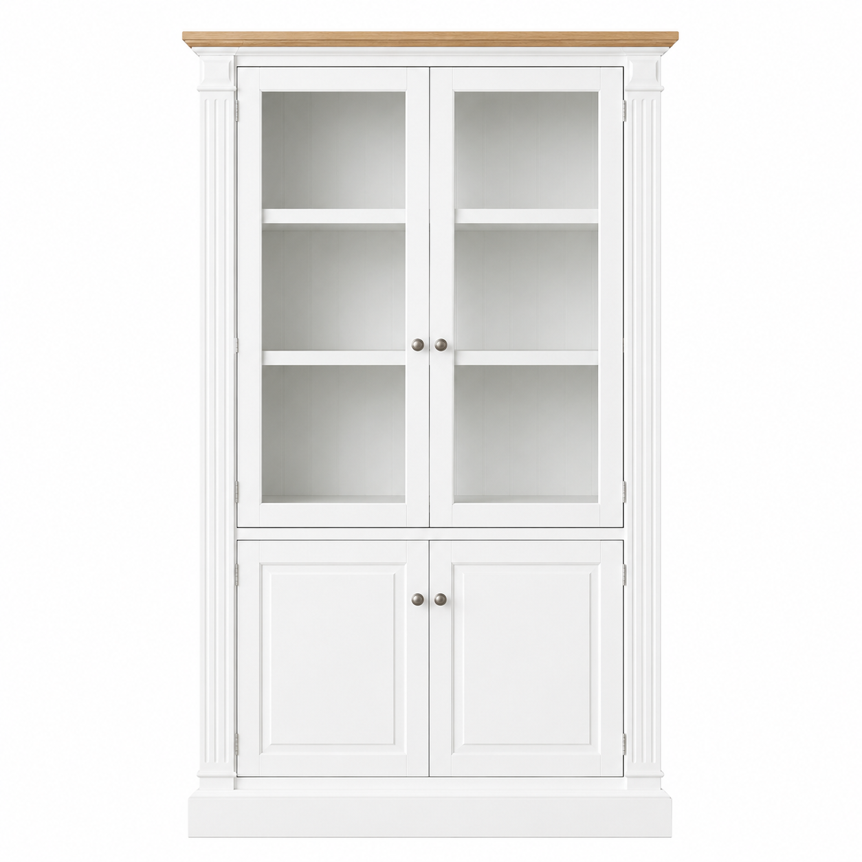 Hampton Deluxe Two Tone Glass Display Cabinet – White & Natural
