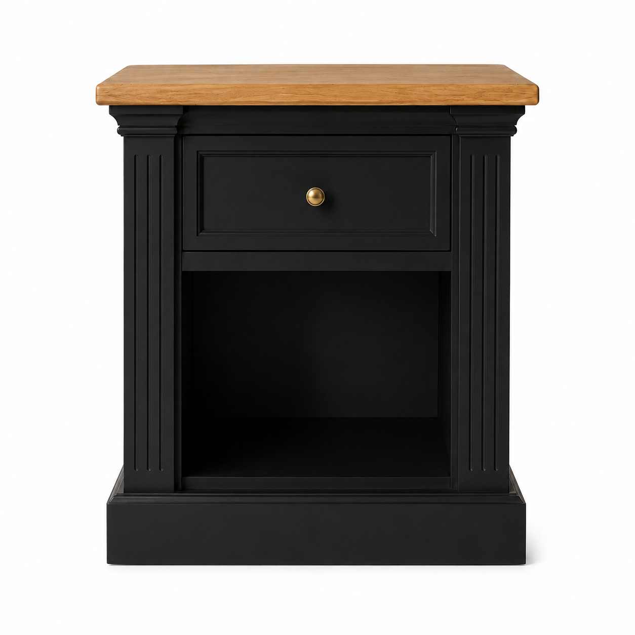 Hampton Deluxe Two Tone Side Table – Black & Natural