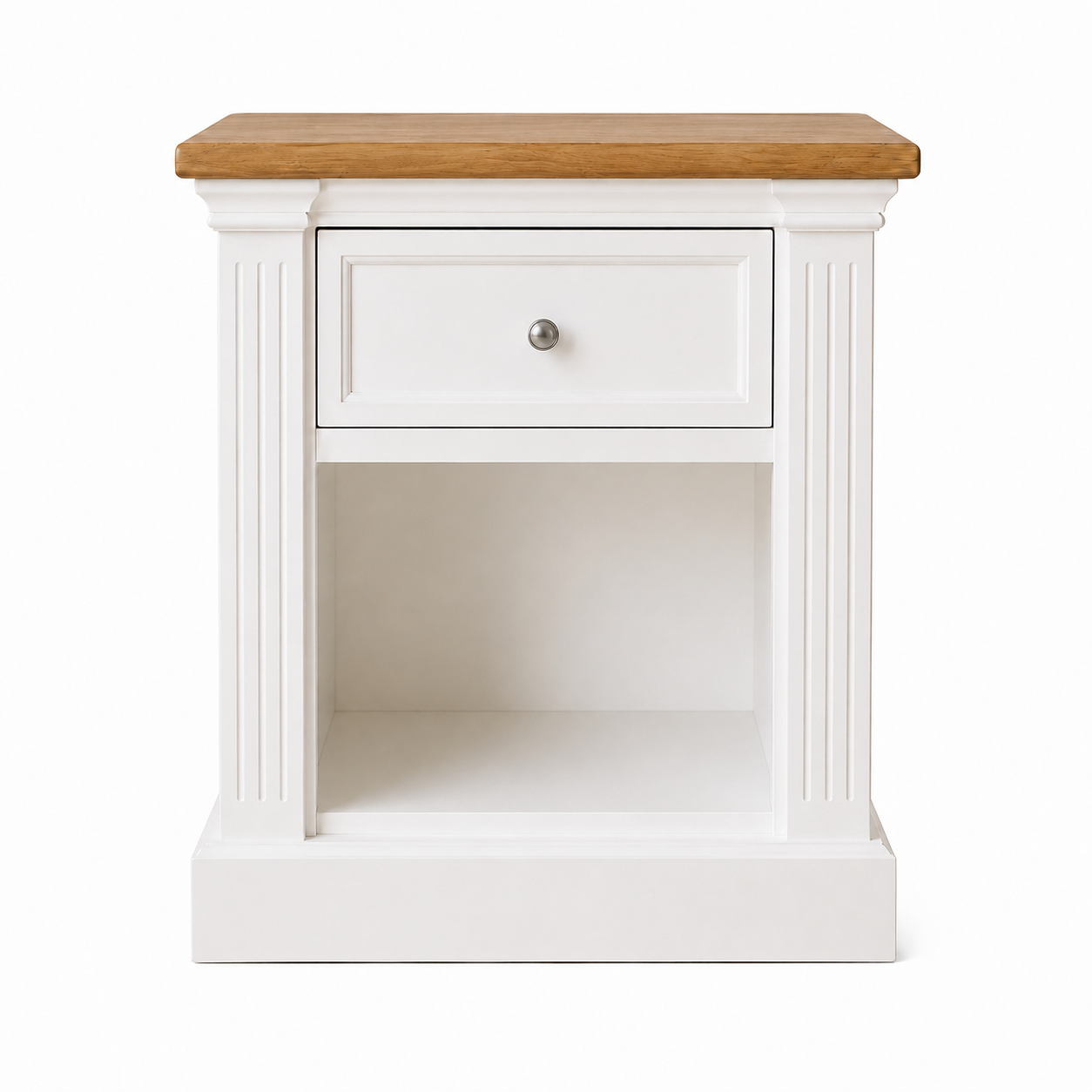 Hampton Deluxe Two Tone Side Table – White & Natural