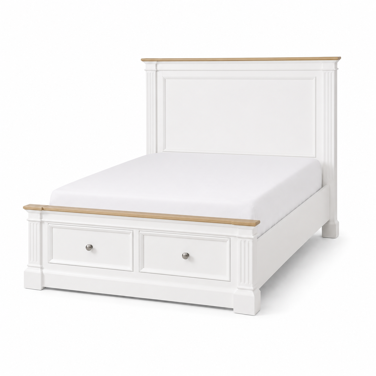 Hampton Deluxe Two Tone Storage Bed – White & Natural