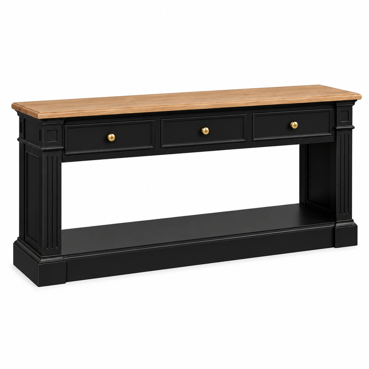Hampton Deluxe 200cm Two Tone Hall Stand – Black & Natural